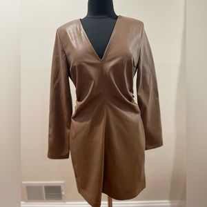 NWT vegan leather ruched dress.
